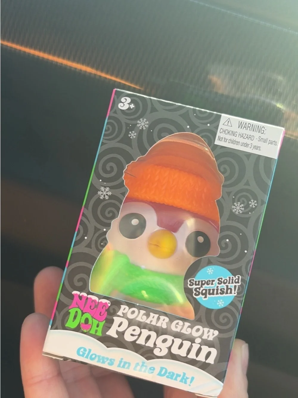 Polar Glow Penguin — Glow-in-the-Dark Orange Hat / Green Body
